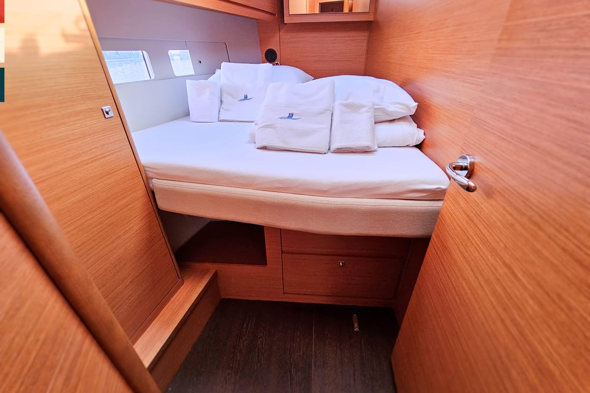 Cabin on Allegro, a Dufour 530 sailboat at Grad Kaštela, Croatia
