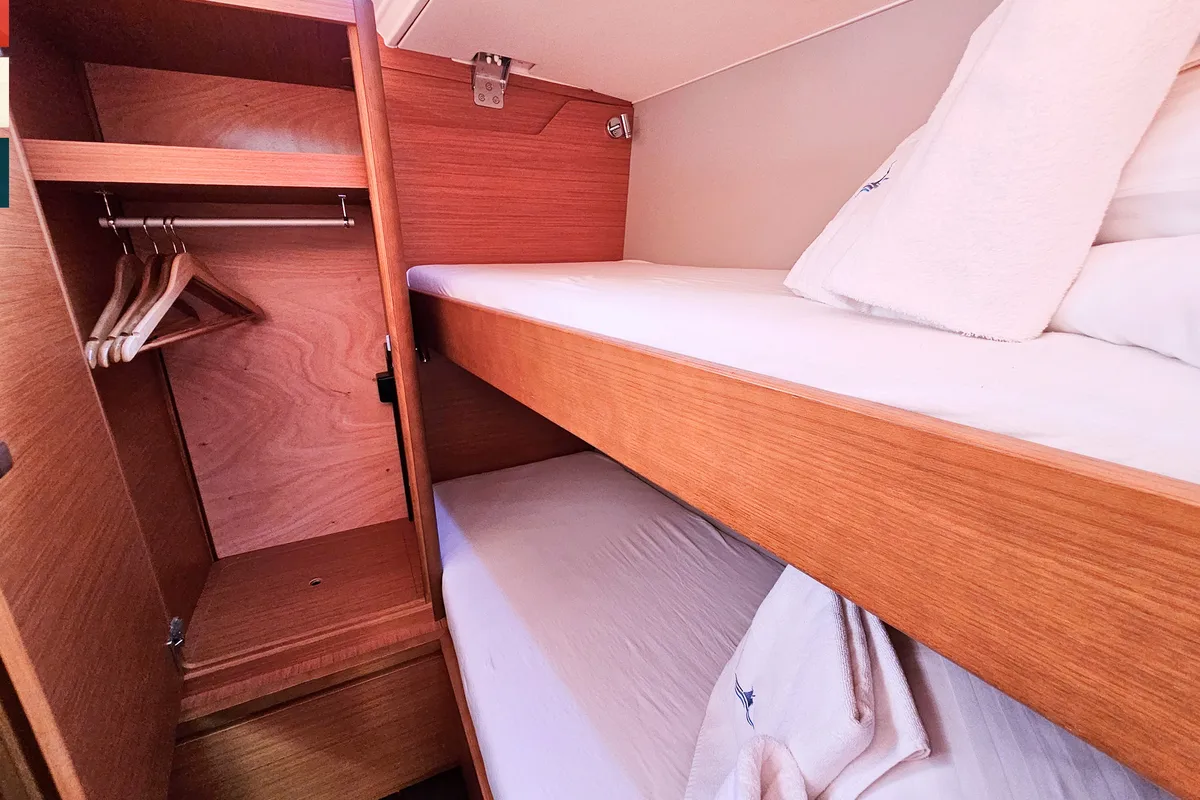 Cabin on Allegro, a Dufour 530 sailboat at Grad Kaštela, Croatia