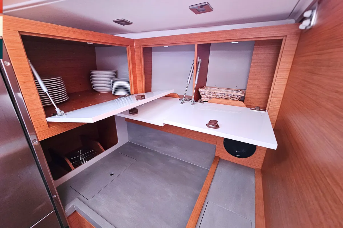 Galley of Allegro, a Dufour 530 sailboat at Grad Kaštela, Croatia