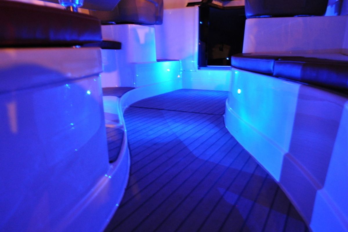 Deck of Tes 393 Illuminatus, a Tes 393 Illuminatus motorboat at Wilkasy, Poland