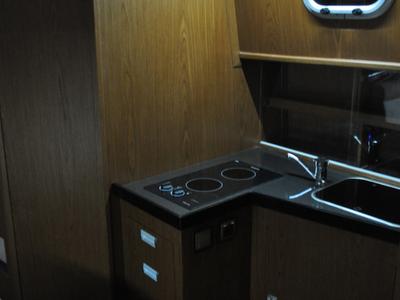 Galley of Tes 393 Illuminatus, a Tes 393 Illuminatus motorboat at Wilkasy, Poland