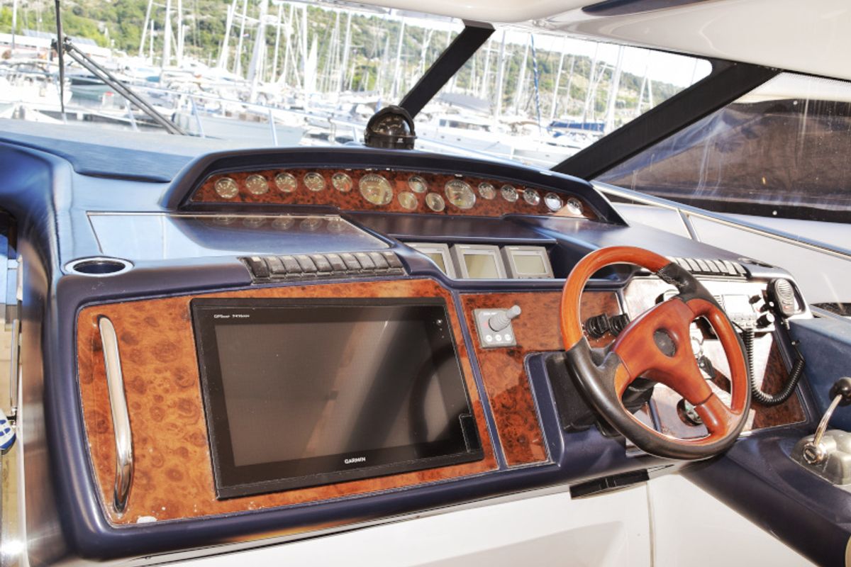 Cockpit of Cool, a Princess Yachts Princess V 58 motorboat at Primošten, Croatia