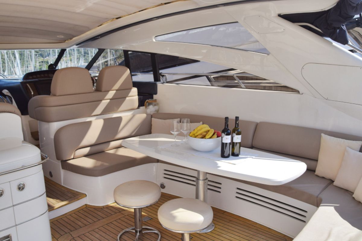 Deck of Cool, a Princess Yachts Princess V 58 motorboat at Primošten, Croatia