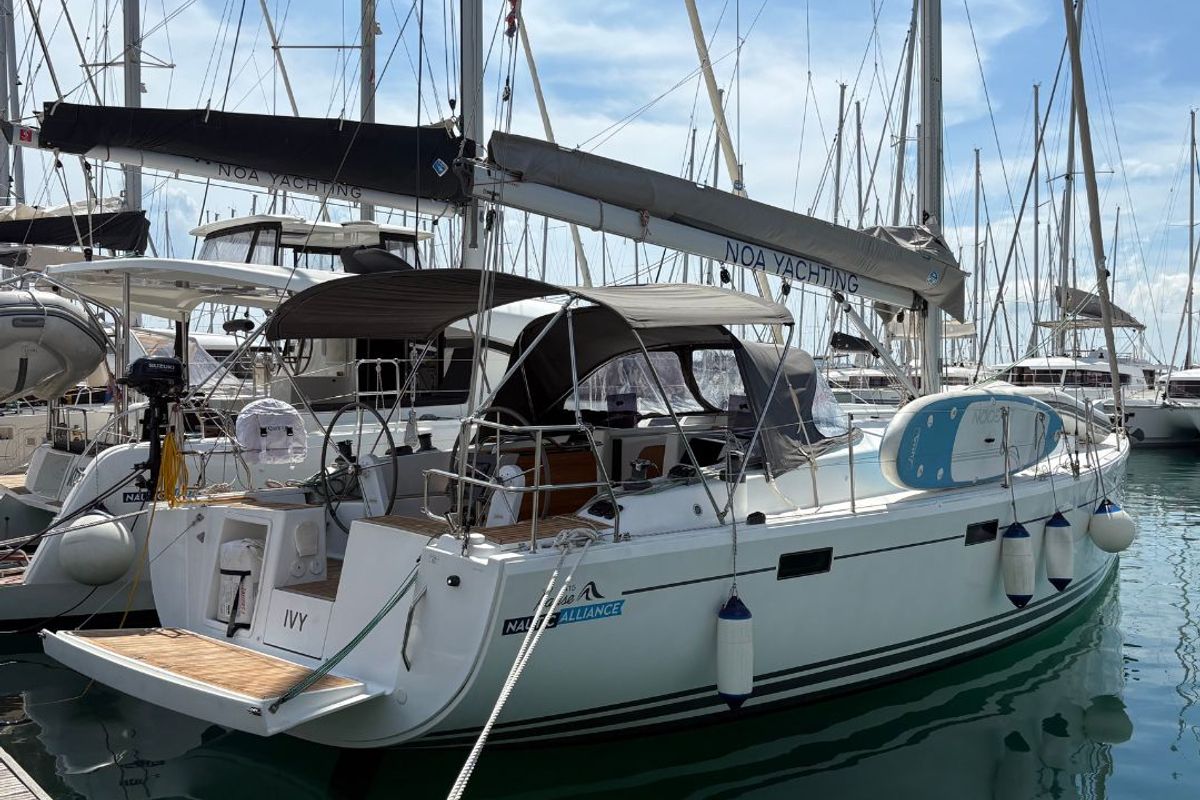 Exterior view of Ivy, a Hanse Yachts Hanse 415 sailboat at Grad Kaštela, Croatia