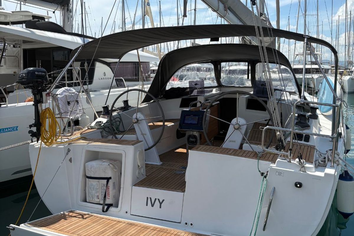 Cockpit of Ivy, a Hanse Yachts Hanse 415 sailboat at Grad Kaštela, Croatia