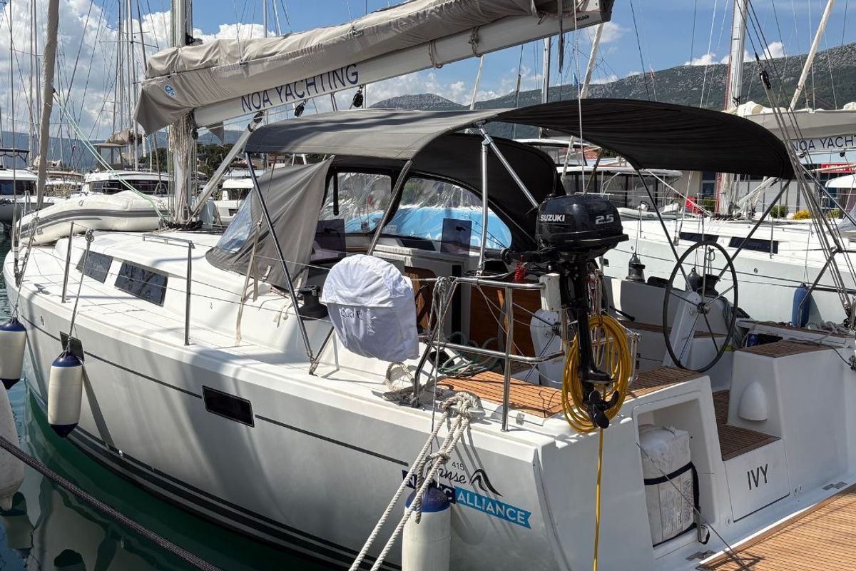 Exterior view of Ivy, a Hanse Yachts Hanse 415 sailboat at Grad Kaštela, Croatia
