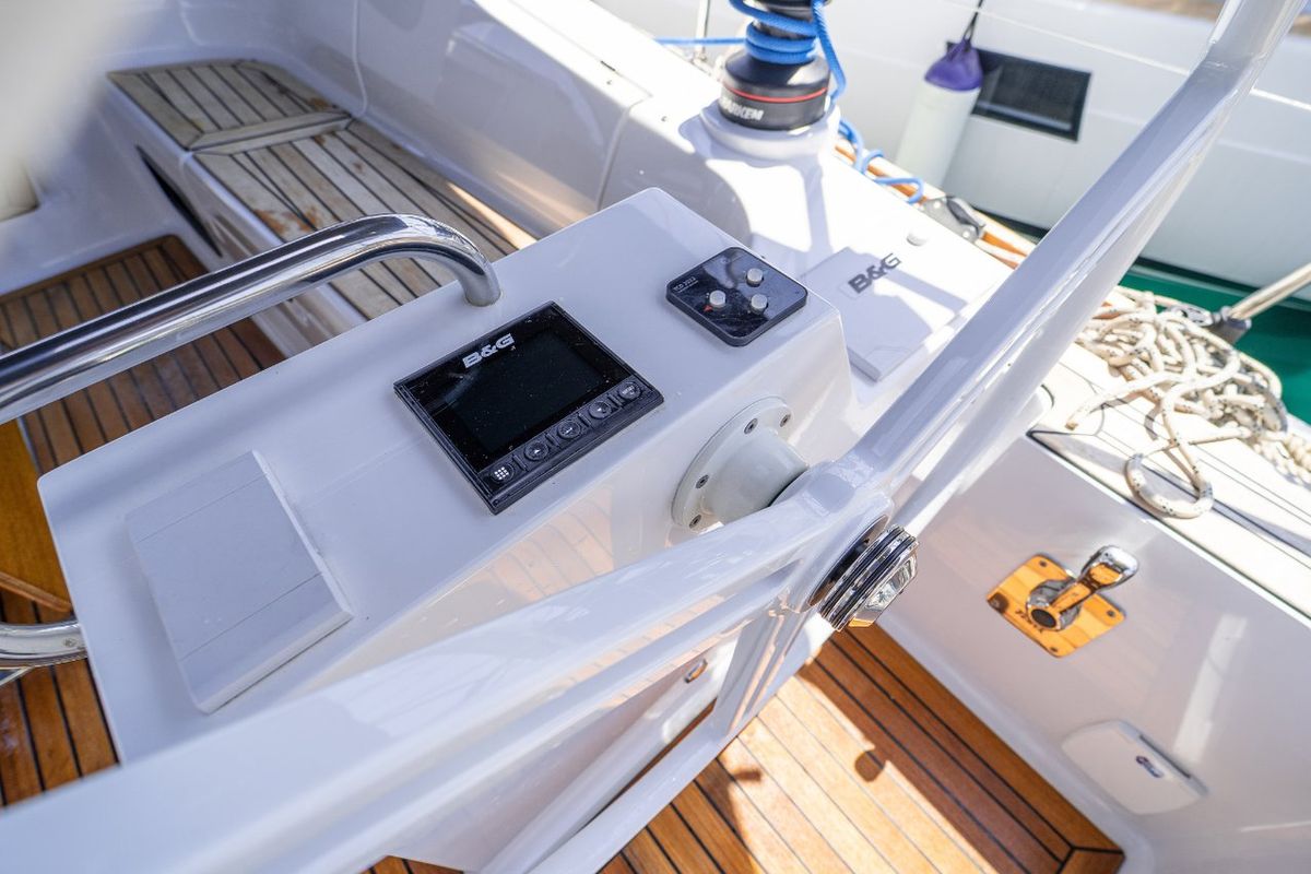 Cockpit of Tonka, a Elan Impression 40.1 sailboat at Grad Kaštela, Croatia