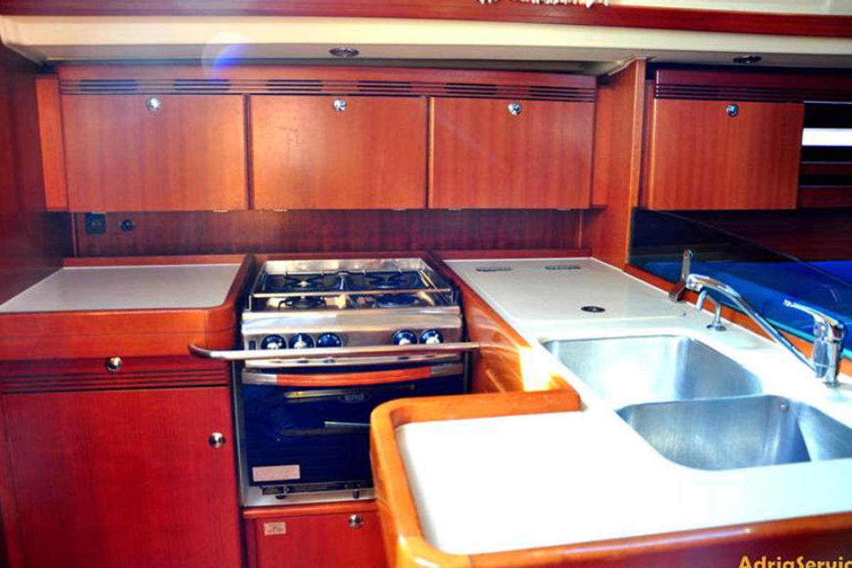 Galley of Happy As, a Dufour 44 sailboat at Izola / Isola, Slovenia