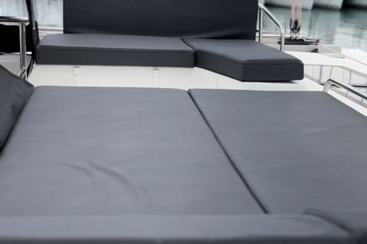 Deck of SUNRISE, a Fountaine Pajot Helia 44 catamaran at Municipal Unit of Lefkada, Greece