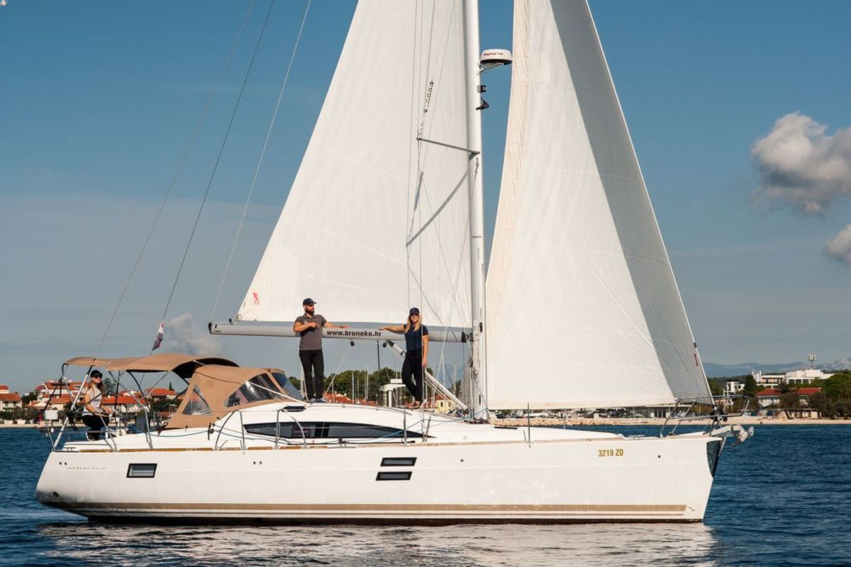 Exterior view of Dos Bandidos, a Elan Impression 40 sailboat at Zadar, Croatia