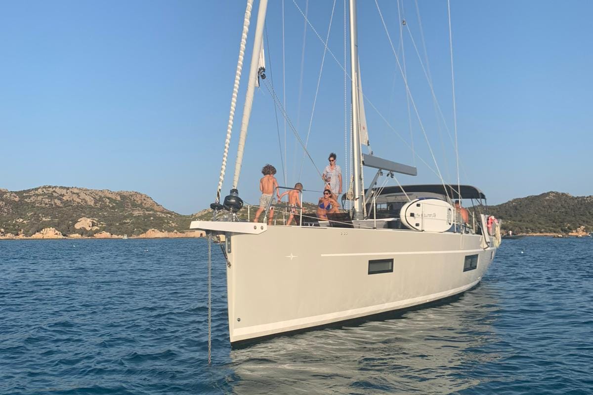 Exterior view of Mai Mai, a Bavaria C57 sailboat at Castellammare di Stabia, Italy
