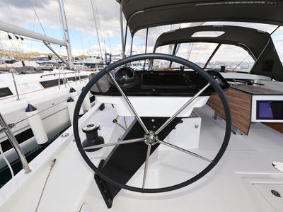 Cockpit of Dance, a Dufour 470 sailboat at Punat, Croatia