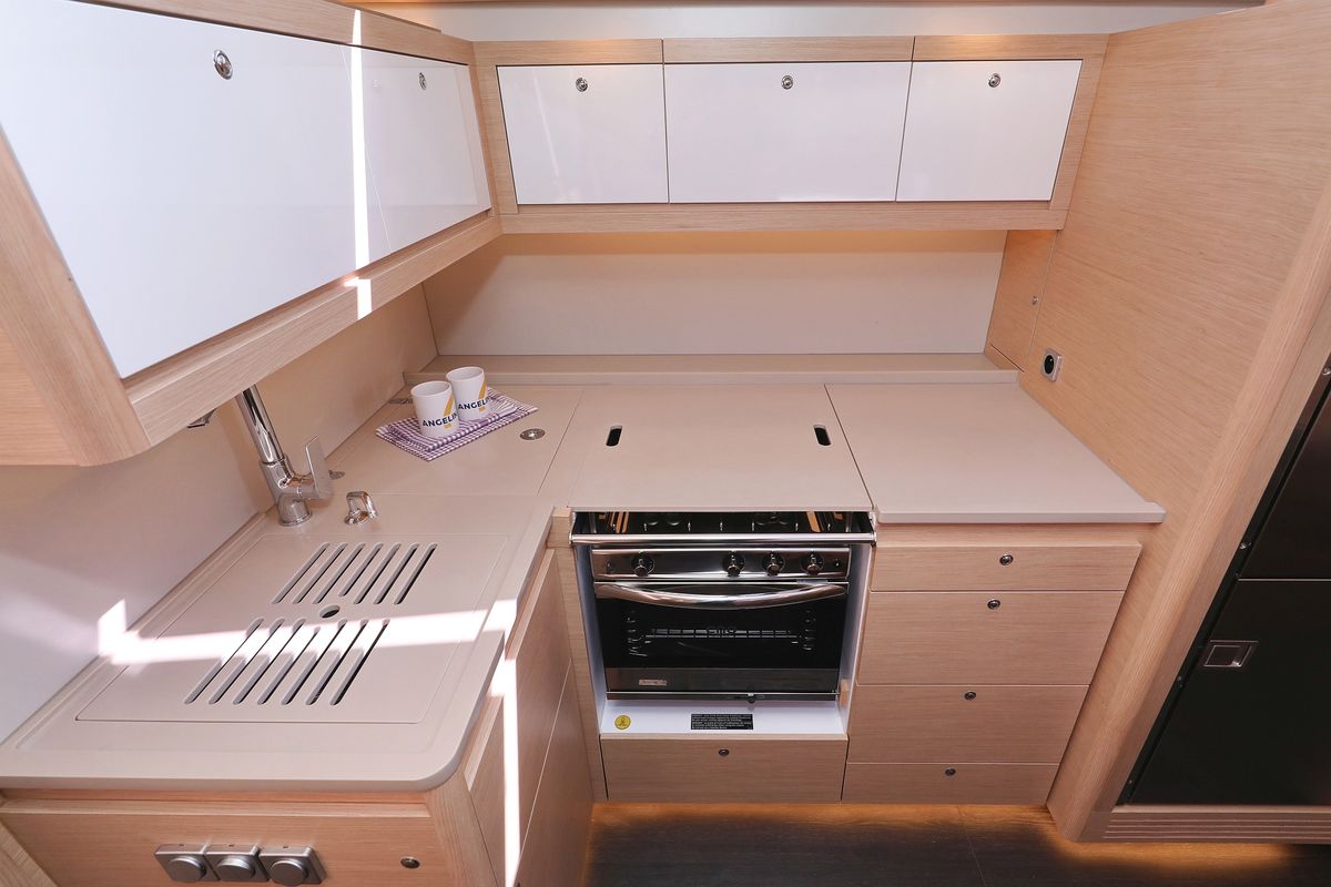 Galley of Dance, a Dufour 470 sailboat at Punat, Croatia