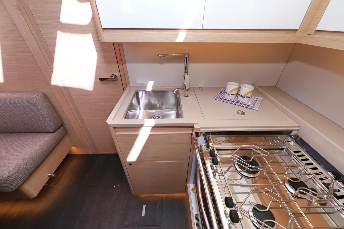 Galley of Dance, a Dufour 470 sailboat at Punat, Croatia