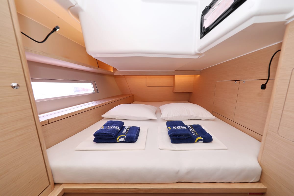 Cabin on Dance, a Dufour 470 sailboat at Punat, Croatia