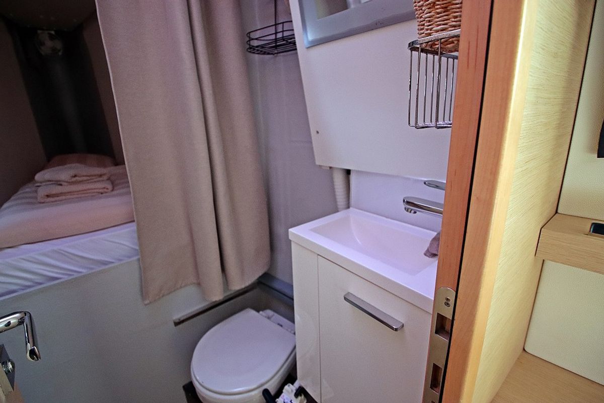 Head on Felicia, a Fountaine Pajot Saona 47 Quintet catamaran at Općina Rogoznica, Croatia