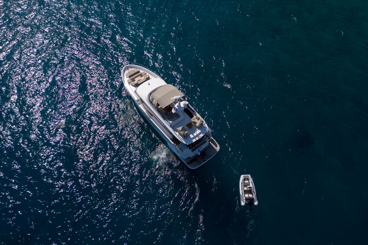 Exterior view of Olivia, a Azimut Magellano 60 motorboat at Grad Šibenik, Croatia