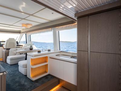 Galley of Olivia, a Azimut Magellano 60 motorboat at Grad Šibenik, Croatia