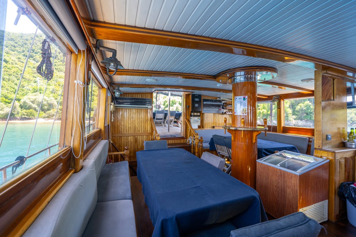 Salon of Classic, a Gulet Gulet gulet at Corfu, Greece