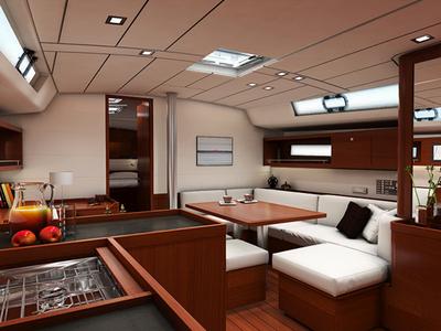 Salon of Stella, a Beneteau Oceanis 45 sailboat at Municipal Unit of Lefkada, Greece