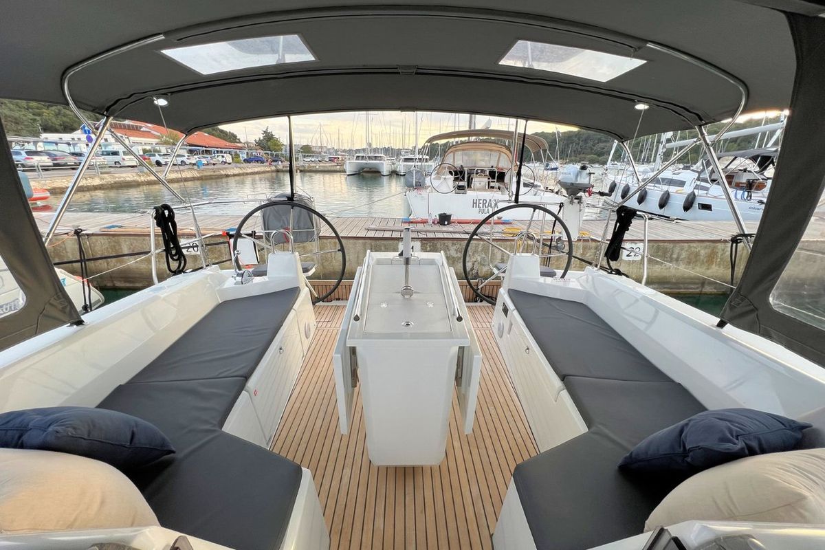 Deck of Christine, a Beneteau Oceanis 40.1 sailboat at Grad Pula, Croatia