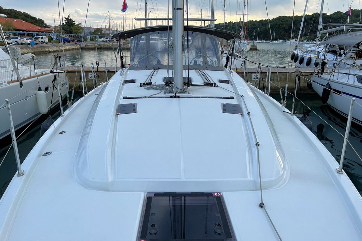 Deck of Christine, a Beneteau Oceanis 40.1 sailboat at Grad Pula, Croatia