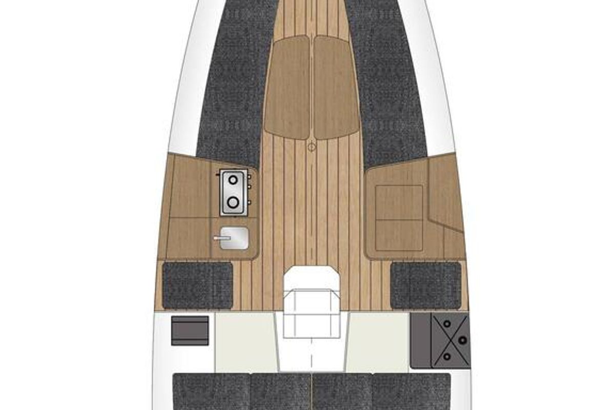 Floor plan of Jff One, a Jeanneau Sun Fast 3300 sailboat at Heiligenhafen, Germany