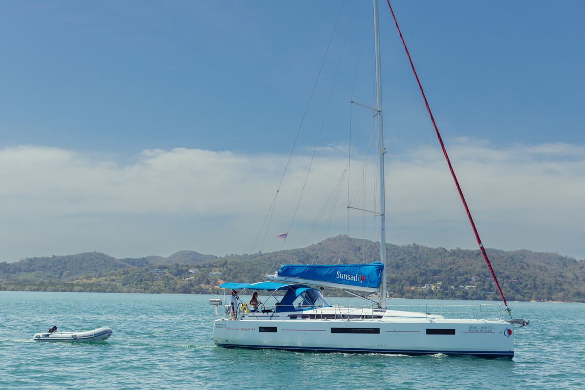 Exterior view of Sunsail 44 So Classic, a Jeanneau Sun Odyssey 440 sailboat at Municipal Unit of Lefkada, Greece