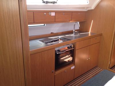 Galley of Sheratan, a Bavaria Cruiser 41 sailboat at Olbia, Italy