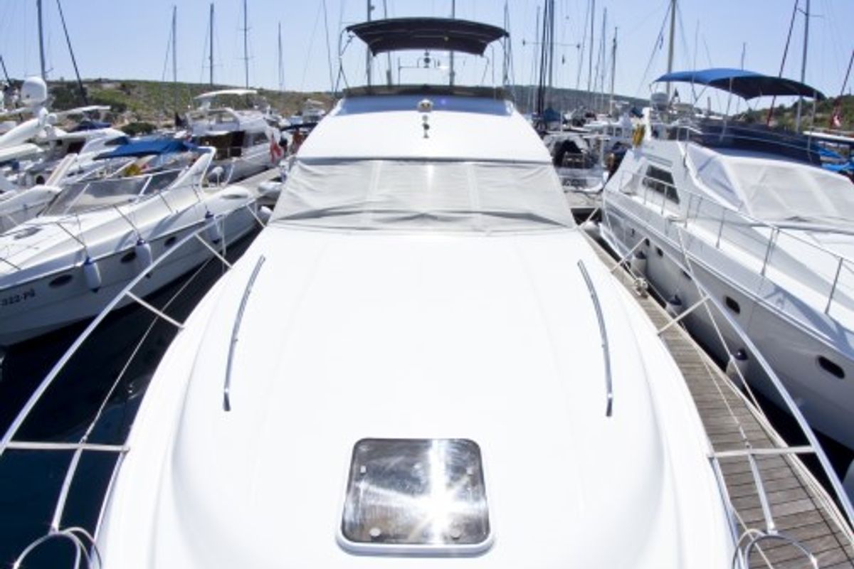 Deck of Antares II, a Princess Yachts Princess 470 motorboat at Primošten, Croatia