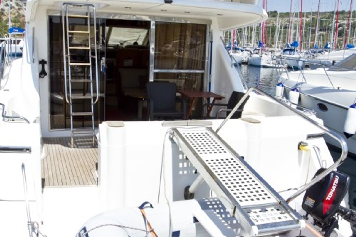 Deck of Antares II, a Princess Yachts Princess 470 motorboat at Primošten, Croatia
