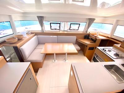 Salon of Yemaya Mallorca Bareboat, a Excess 11 catamaran at Port d'Andratx, Spain