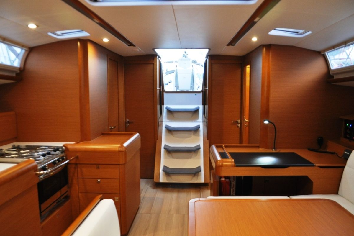 Galley of Ekaterina, a Jeanneau Sun Odyssey 519 sailboat at Marina Delta Kallithea, Greece