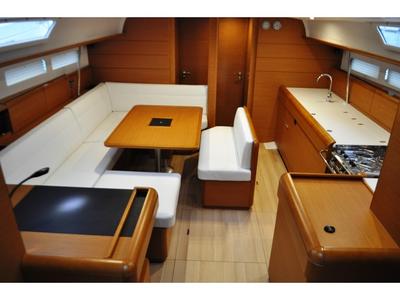 Salon of Ekaterina, a Jeanneau Sun Odyssey 519 sailboat at Marina Delta Kallithea, Greece