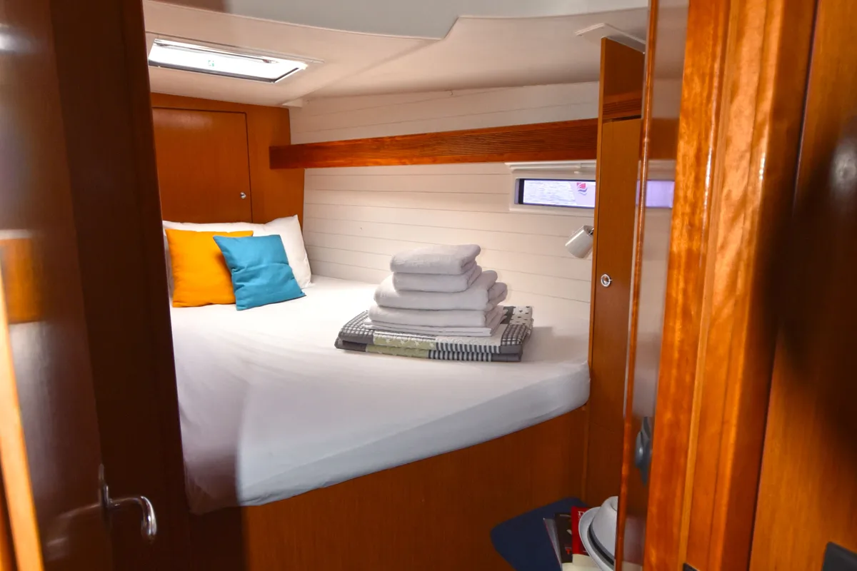 Cabin on Nouvelle Vague, a Bavaria Cruiser 45 sailboat at Volos Municipality, Greece