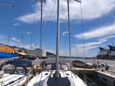Deck of Nouvelle Vague, a Bavaria Cruiser 45 sailboat at Volos Municipality, Greece