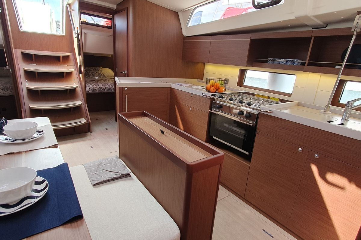 Galley of Dommie, a Beneteau Oceanis 46.1 sailboat at Split, Croatia