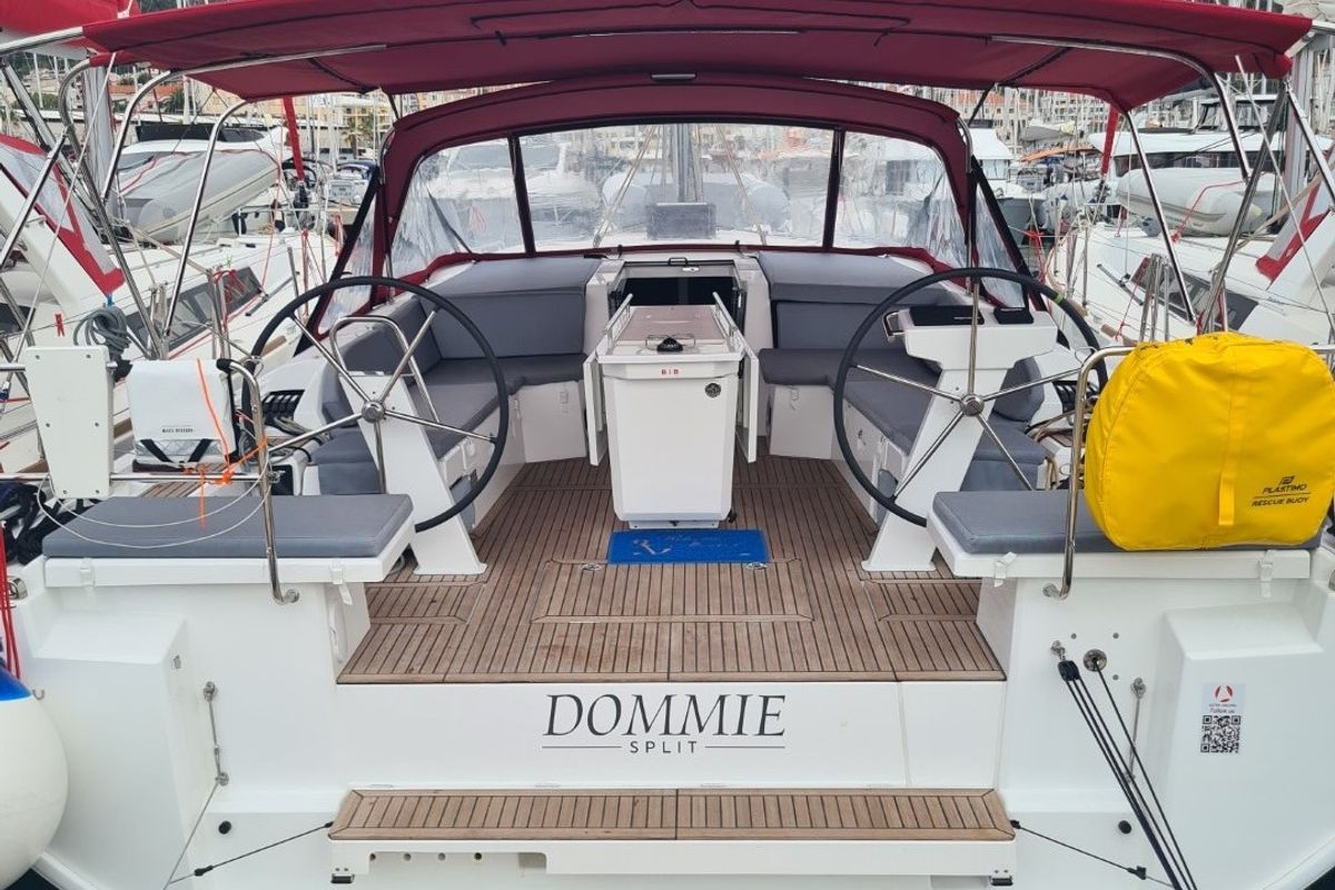 Cockpit of Dommie, a Beneteau Oceanis 46.1 sailboat at Split, Croatia
