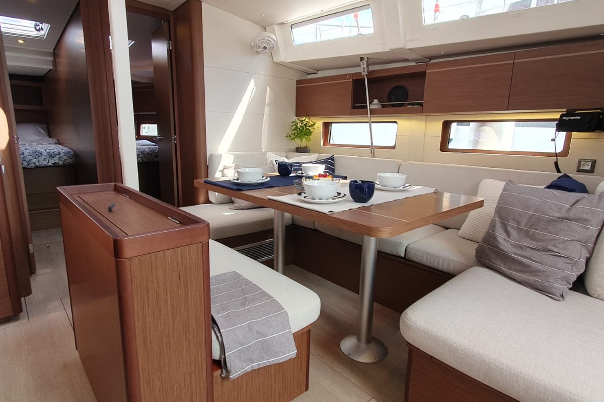 Salon of Dommie, a Beneteau Oceanis 46.1 sailboat at Split, Croatia