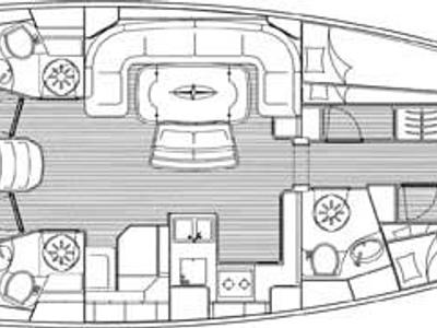 Floor plan of Tonina, a Bavaria 50 Cruiser sailboat at Punat, Croatia