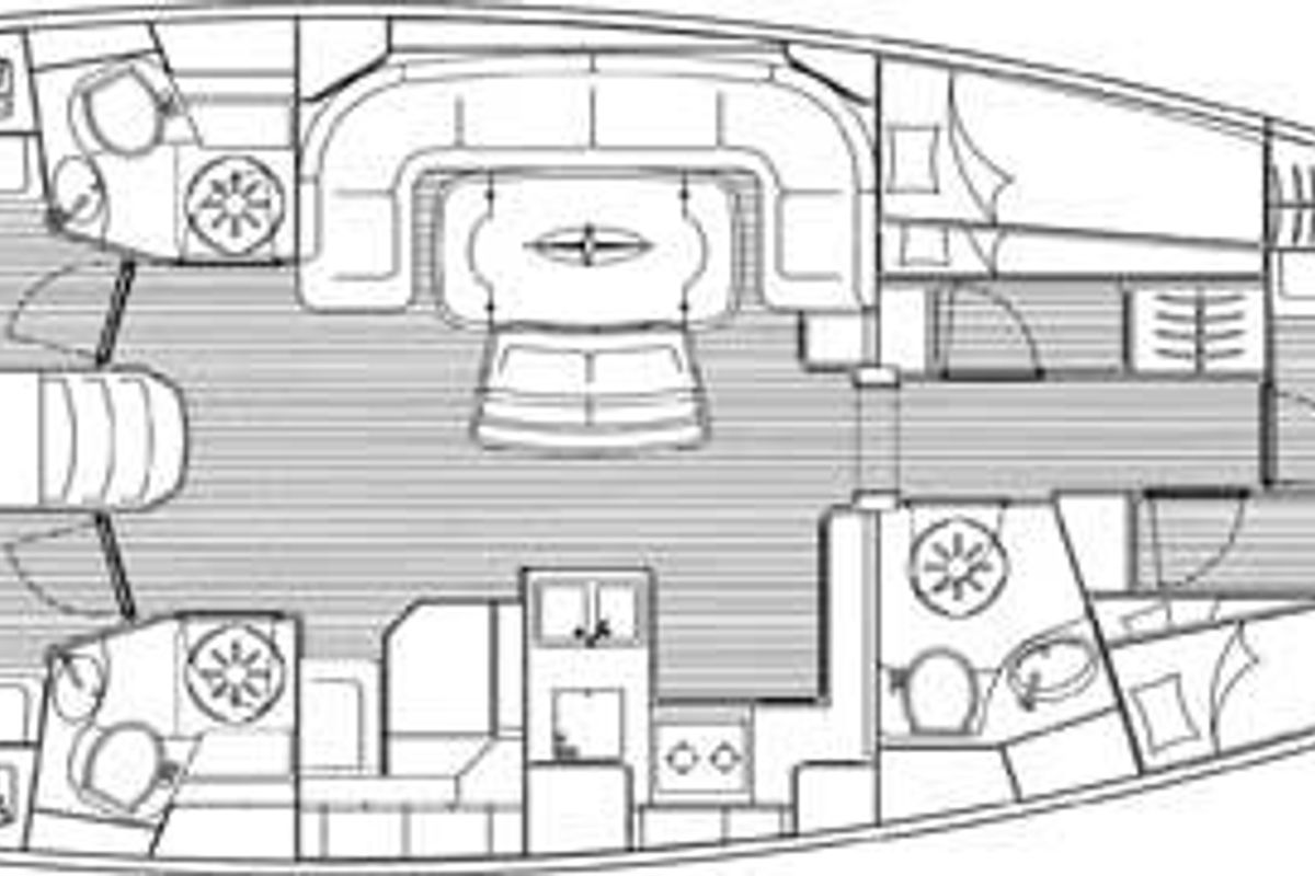 Floor plan of Tonina, a Bavaria 50 Cruiser sailboat at Punat, Croatia