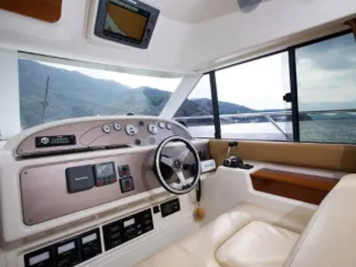 Cockpit of Franchy, a Jeanneau Prestige 36 yacht at Split, Croatia