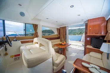 Salon of Franchy, a Jeanneau Prestige 36 yacht at Split, Croatia
