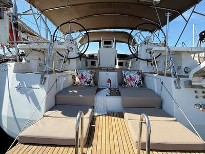 Deck of Our Lady, a Jeanneau 54 sailboat at Kos, Greece
