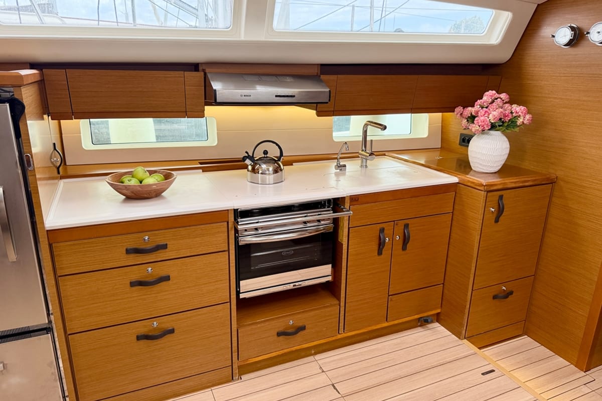Cabin on Our Lady, a Jeanneau 54 sailboat at Kos, Greece