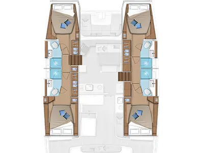 Floor plan of Casiopea, a Lagoon 46 catamaran at Općina Medulin, Croatia