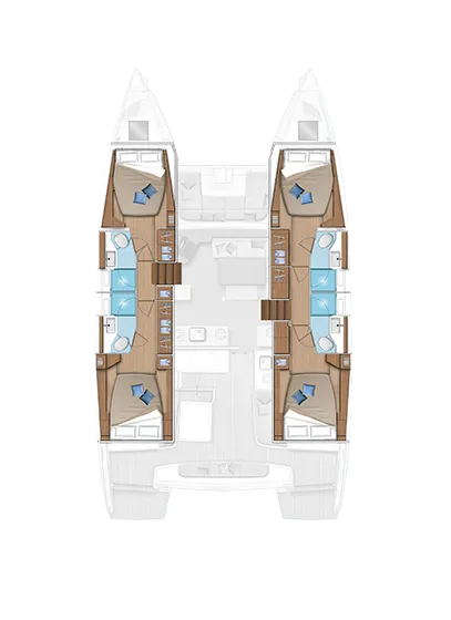 Floor plan of Casiopea, a Lagoon 46 catamaran at Općina Medulin, Croatia