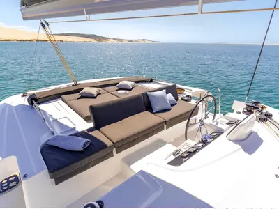 Deck of Casiopea, a Lagoon 46 catamaran at Općina Medulin, Croatia