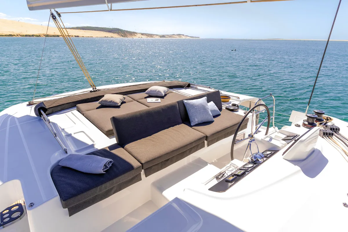 Deck of Casiopea, a Lagoon 46 catamaran at Općina Medulin, Croatia