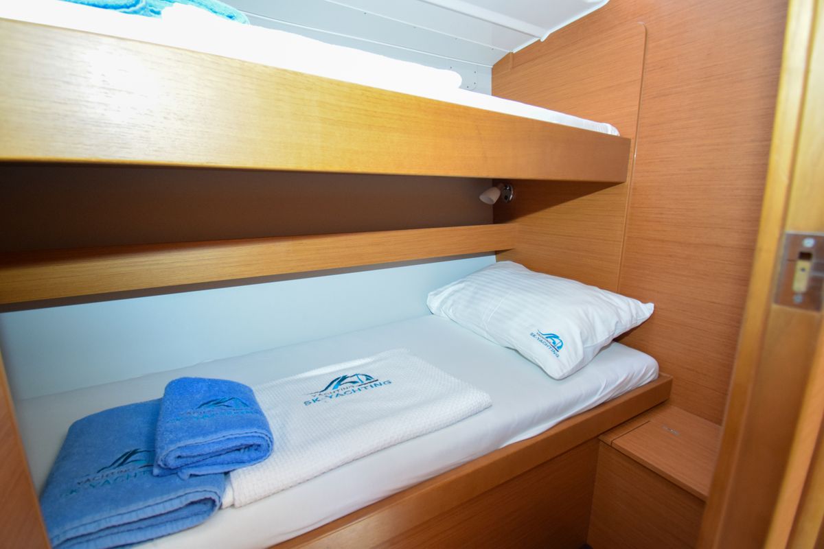 Cabin on Ida 1, a Dufour 430 sailboat at Marmaris, Turkey